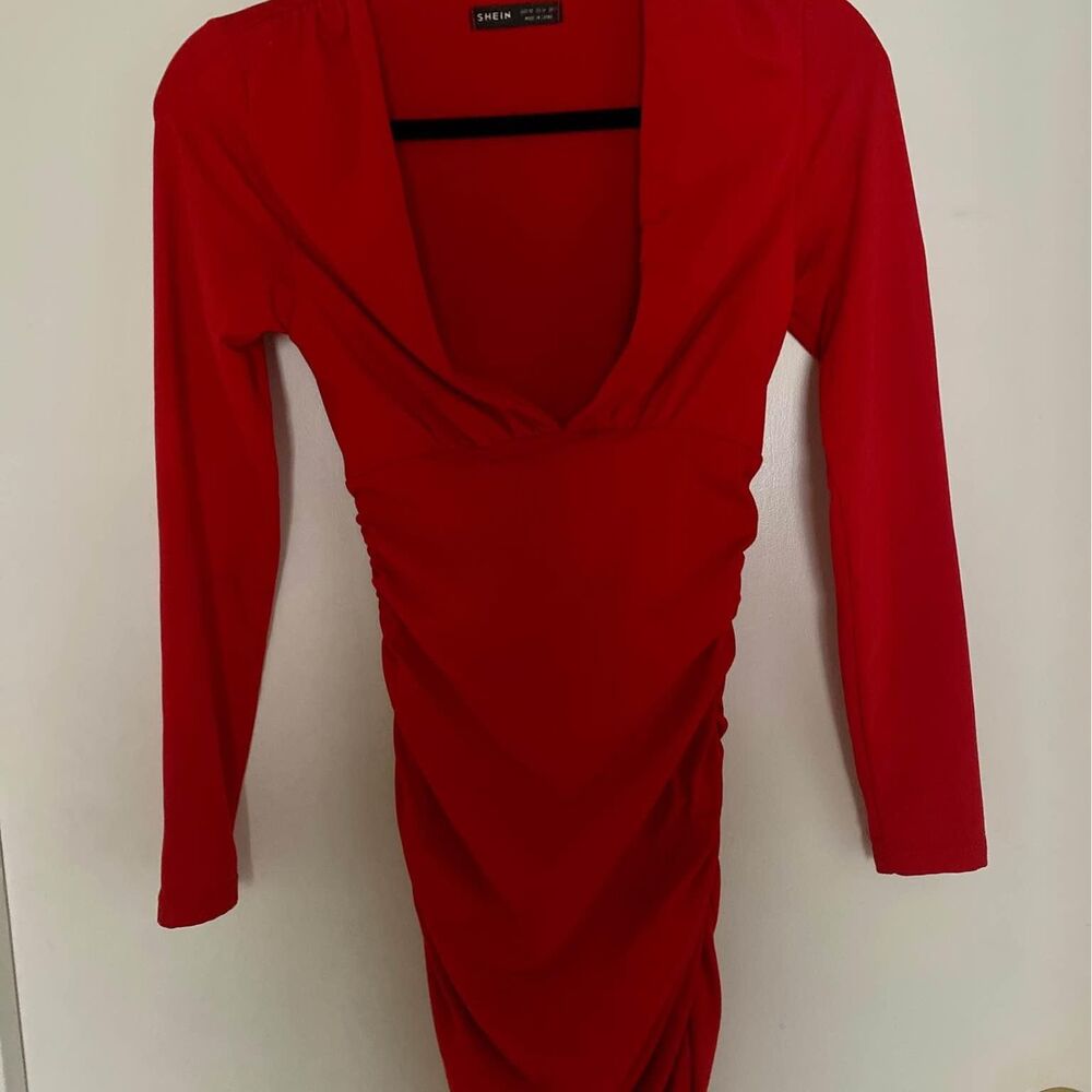 Women’s Ruched Red Dress From Shein 
Size XS